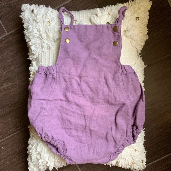 2T James Vincent Designs purple linen romper GUC - Picture 1 of 4